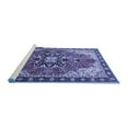 thumbnail image 2 of Ahgly Company Machine Washable Indoor Square Medallion Blue Traditional Area Rugs, 5' Square, 2 of 4