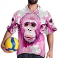 thumbnail image 4 of Pink Monkey Gorilla Men's Short Sleeve Beach Shirts, Casual Printed Button Down, Summer Unisex Spread Collar Tops, 4 of 6