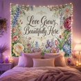 thumbnail image 2 of Love Grows Beautifully Here Within a Floral Garden, Romantic Watercolor for Flower Lovers, Botanical Wall Art, Anniversary Gift, Tapestry Wall Hanging for Bedroom and Studio, 2 of 7