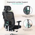thumbnail image 2 of Ergonomic SkyMesh Office Chair in Black - High Mesh Back with Adjustable Armrests, Lumbar Support & Class 4 Piston - Ideal for Home Office & Gaming use, 2 of 9