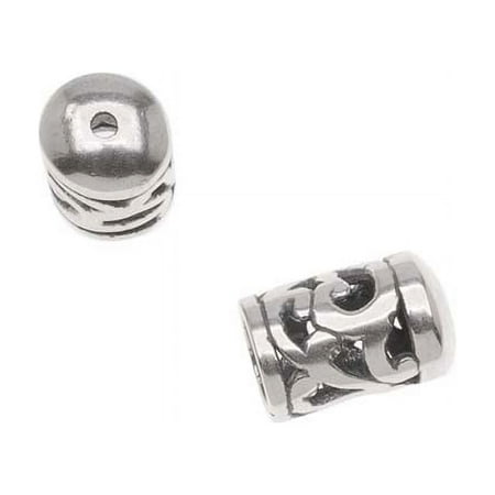 Antiqued Silver Plated Bead/Cord End Caps Openwork Vine Pattern 10.5x6.5mm (2)