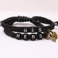 thumbnail image 5 of Naierhg 2Pcs/Set HIS HERS Letter Lock Key Charm Handmade Woven Couple Bracelet Bangle, 5 of 8
