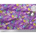 thumbnail image 2 of Soimoi Purple polyester Crepe Fabric Text,Lips & Heart Printed Fabric 1 Yard 42 Inch Wide, 2 of 3