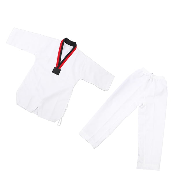 Uniforme de Taekwondo Uniforme de Taekwondo Modelo a Rayas Poliéster Algodón con Cinturón Ropa de Entrenamiento de Artes Marciales para la Práctica Anggrek Otros