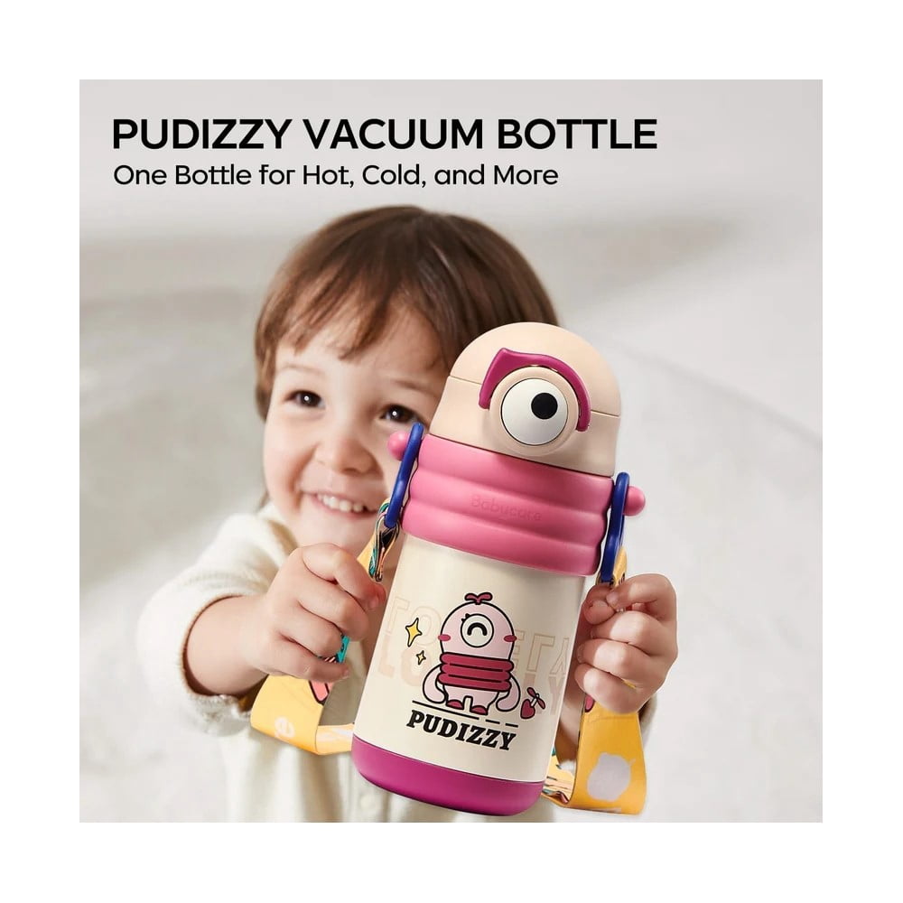 Bc Babycare Insulated Water Bottle for Kids, 15oz Stainless Steel Toddler Water Bottle with Straw, Red