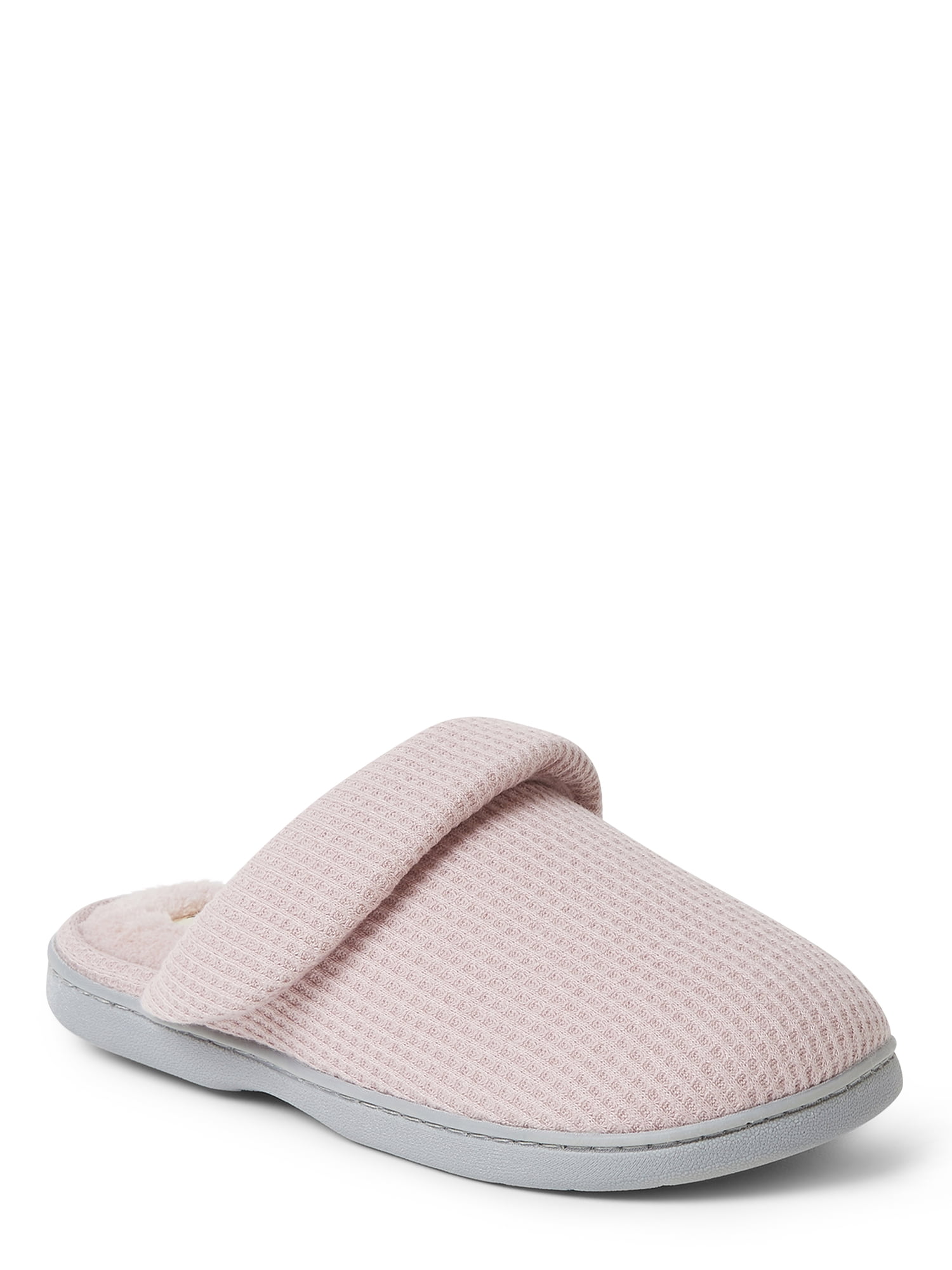 Dearfoams Women's Eleanor Waffle Knit Scuff with Memory Foam Slippers