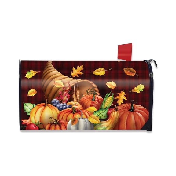 Briarwood Lane Fall Thanksgiving Mailbox Cover - Standard Size - Fall Bounty Cornucopia For Thanksgiving Mailbox Cover