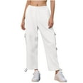 thumbnail image 3 of FUNUONY High Waisted Cargo Pants for Women Baggy Y2K Straight Wide Leg Pants with Pockets Streetwear Womens Cargo Sweatpants Baggy Fleece High Waisted Joggers Pants Athletic Pants White Xxl, 3 of 8