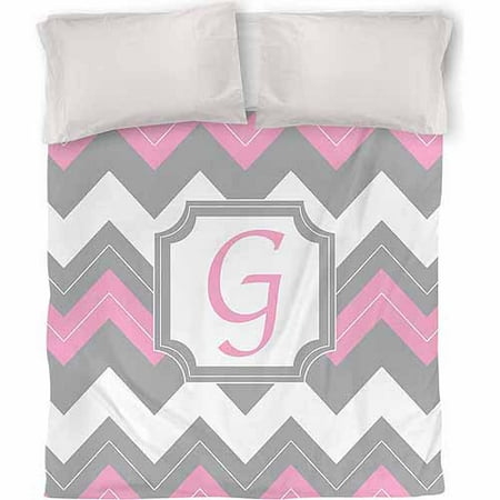 IDG Chevron Monogram Duvet Cover, Pink
