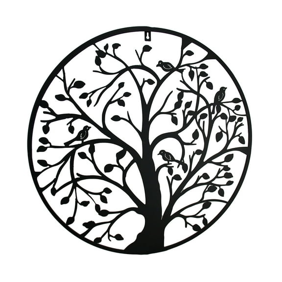 Zeckos Birds In A Tree Decorative Metal Wall Hanging 24 in.