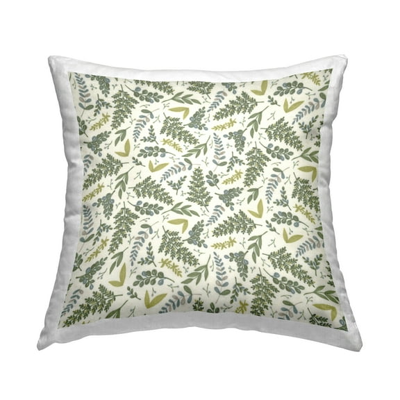 Stupell Industries Woodland Fern Leaves Nature Printed Throw Pillow Design by Deb Strain