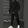 thumbnail image 2 of Sentmoon Mens Track Suits 2 Piece Set Jogging Pants Men Clothes Men Solid-Color Casual Loose Sports Corduroy Pocket Drawstring Long Pants Button Long Sleeve Turndown Collar Top Sets, 2 of 7