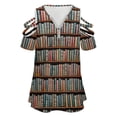 thumbnail image 4 of Library Womens Summer V Neck Zipper Top Short Sleeve T Shirt Off Shoulder Top Casual Classy Loose Shirts, 4 of 7
