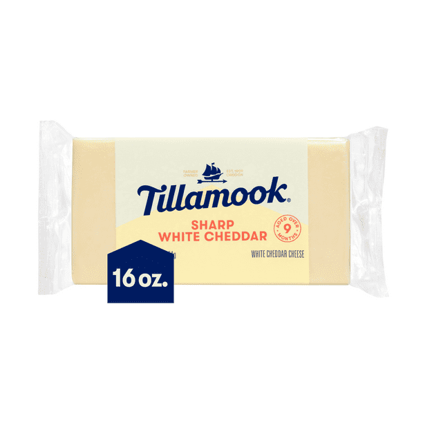 Tillamook Sharp White Cheddar Cheese Block, 1 lb (Aged 9 Months
