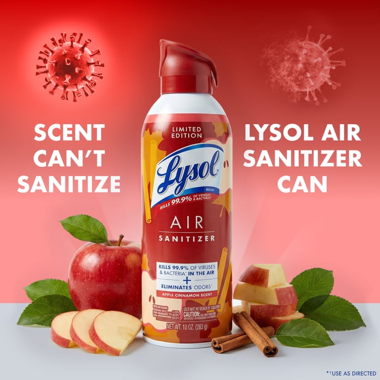 Lysol Air Sanitizer Spray, Bacterial Odor Elimination, Apple