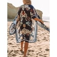 thumbnail image 3 of Charmo Womens Geometric Print Swim Cover Up Open Front Loose Casual Resort Beachwear, 3 of 3
