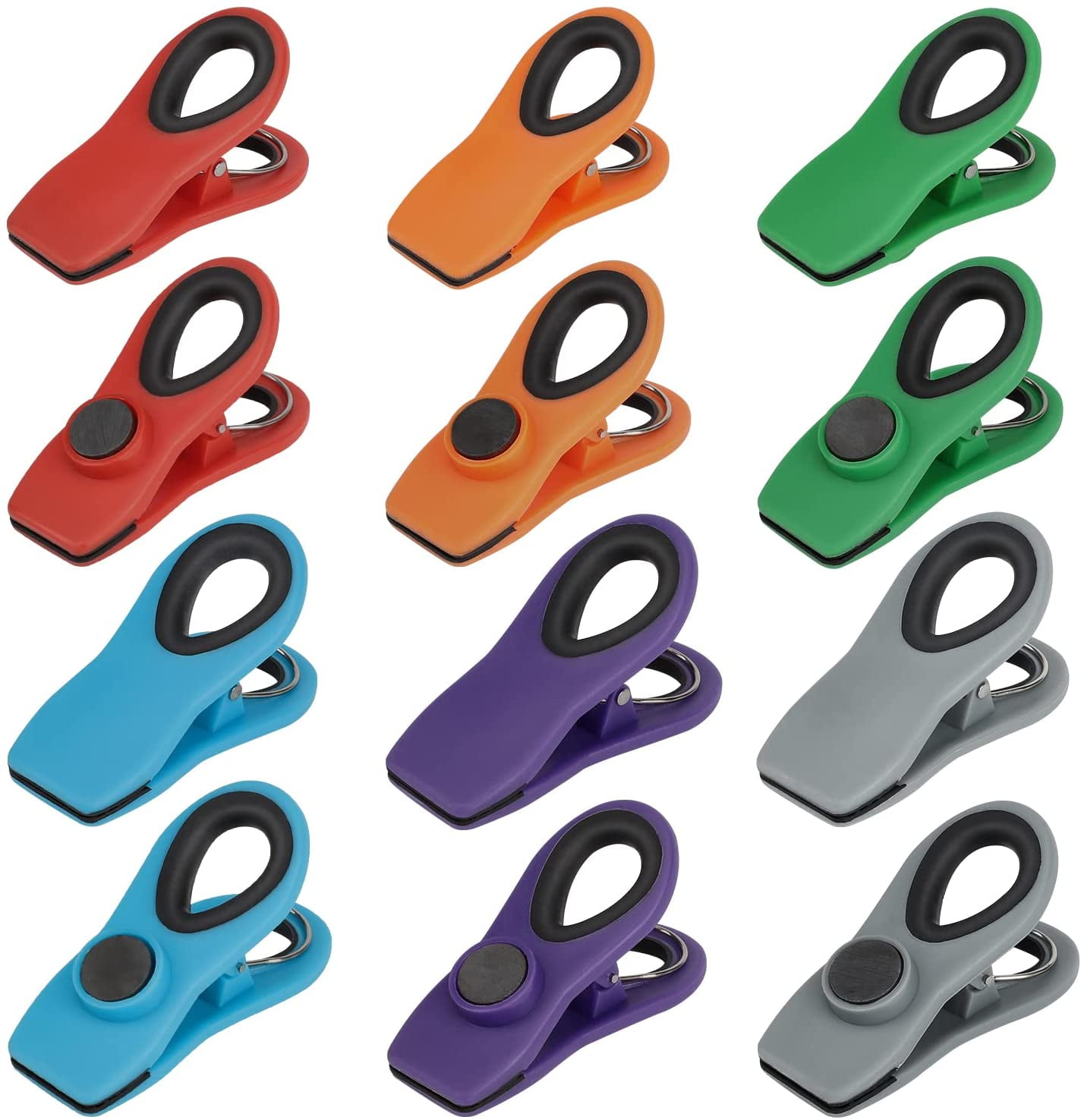 Bag Clips with 12 Pack 6 Assorted Bright Colors Clips