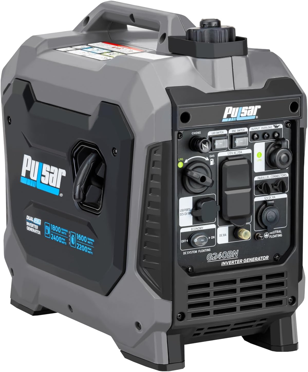 Pulsar Products G240BN, 2400W Portable super-quiet Dual Fuel & Parallel Capability, RV-Ready
