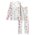 thumbnail image 5 of Valentine's Day Women's 2 Piece Pajama Sets Long Sleeve Top & Pants Bow Print Soft Comfy Sleepwear White S, 5 of 5