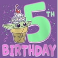 thumbnail image 2 of Girl's Star Wars: The Mandalorian Grogu 5th Birthday Ice Cream Cone  Graphic Tee Purple Berry Small, 2 of 4