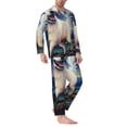 thumbnail image 2 of Susaid Vintage Starry Sky Puppy Print Men's Long Sleeve Pajama Set, Two-Piece Button-Down Loungewear PJs Set, Comfortable Sleepwear for Relaxation-Medium, 2 of 7