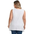 thumbnail image 3 of DARING DIVA Women's Plus Tank Top High Low Hem Casual Blouse with Pockets 1X White, 3 of 5