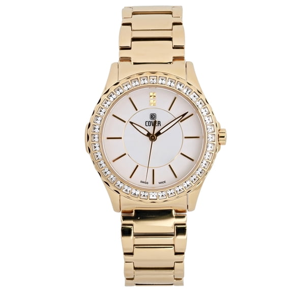 Pre-Owned Cover Steel 35mm Gold Plated MOP White Dial Ladies Quartz Watch CO191.03