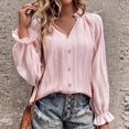 thumbnail image 2 of Hauts à Manches Longues pour Femmes Blouse Décontractée Encolure en V Chemises en Tunique Douce, 2 of 8