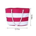 thumbnail image 4 of Wovilon Tropical Summer Striped Beach Bag for Women (Pink), Tote Bags Reusable Grocery Shoulder Bag with Zipper Pocket, 4 of 5