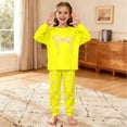 thumbnail image 2 of FINALGANG Valentine's Day Girls Kids 2 Piece Homewear Set Cartoon Bow Prints Long Sleeve Lapel Button Down Top Loose Fit Pants For Casual Daily Home Relaxation Cozy Outfits, 2 of 6