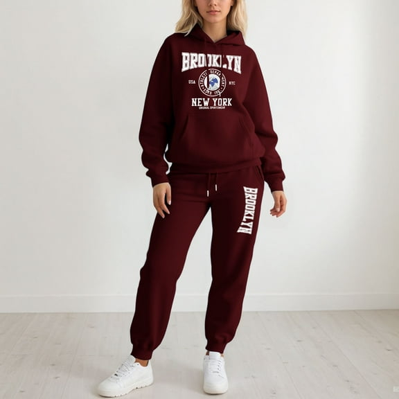 Womens Sets 2 Piece Outfits - Long Sleeve Hoodie With Sweatpants Set Matching Sets Women Clothing Fall Workout Sets for Women