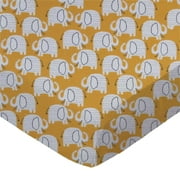 SheetWorld Fitted 100% Cotton Percale Play Yard Sheet Fits BabyBjorn Travel Crib Light 24 x 42, Baby Elephants Yellow