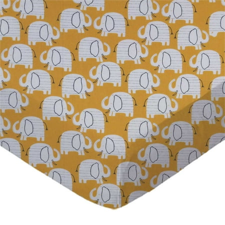 SheetWorld Fitted 100% Cotton Percale Play Yard Sheet Fits BabyBjorn Travel Crib Light 24 x 42, Baby Elephants Yellow