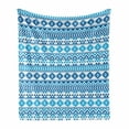 thumbnail image 1 of Tribal Soft Flannel Fleece Throw Blanket, Aztec Pattern with Geometric Folk Cultural Forms Prehistoric Image, Cozy Plush for Indoor and Outdoor Use, 50" x 60", Blue White, by Ambesonne, 1 of 6