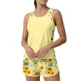 thumbnail image 2 of JULMCOMO Tankini Swimsuits for Women Sunflower Print Crew Neck Drawstring Sporty Bathing Suits Summer Vacation Two Piece Swimsuit Gold 2XL, 2 of 6