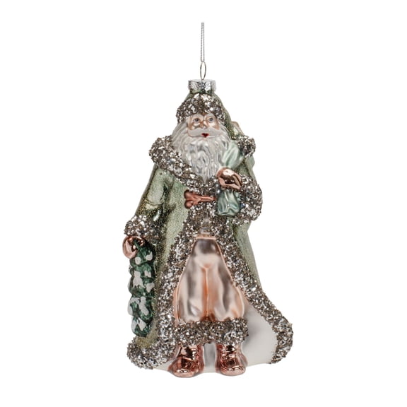 Melrose Glittered Santa Glass Christmas Figurine Ornaments - 8" - 6ct