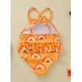 thumbnail image 3 of stylesilove Baby Toddler Girls Rainbow Print One-Piece Swimsuit Ruffle Crisscross Back Bathing Suit Beach Swimwear (12 Months, Orange), 3 of 7