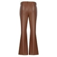 thumbnail image 5 of XFLWAM Women's Faux Leather Pants Mid Waist Flare Bell Bottom Leggings Casual Solid Color Pants with Pockets Brown S, 5 of 6