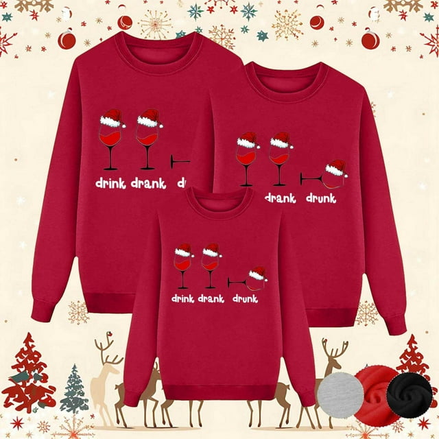 Shadoumai Christmas Family Matching Sweatshirt Crewneck Holiday Pullover Tops Xmas Blouse Fall Sweatshirt