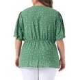 thumbnail image 3 of Agnes Orinda Women's Plus Size Valentines Day Polka Dots V Neck Short Sleeve Peplum Wrap Top 4X Green, 3 of 6