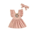 thumbnail image 1 of xiaxaixu Robe pour Fille Bébé, Robe à Manches Courtes à Volants avec Bandeau, 1 of 9