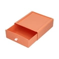 thumbnail image 3 of Caja de almacenamiento de gran capacidad, cajón de escritorio cuadrado a prueba de polvo con tira de silicona para accesorios de maquillaje, joyería, papelería, color naranja, 3 of 12