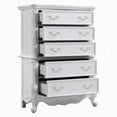 thumbnail image 3 of Maver Tall Dresser Chest with 5 Drawer, Scrolled Details, White Wood, 3 of 5