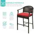 thumbnail image 3 of Best Choice Products 3-Piece Outdoor Wicker Bistro Bar Height Set for Patio, Garden w/ Barstools, Steel Frame - Red, 3 of 7