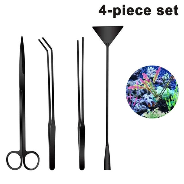 Aquatic Plant Tweezers Scissor Spatula Tool Aquarium Scrapers 4 in 1 Stainless Steel Aquarium