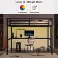 thumbnail image 4 of Firscook Full Size Metal Loft Bed with Built-in Desk, LED Light & USB Port for Teens and Adults, Black, 4 of 9