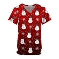 thumbnail image 4 of Luxalzxs Scrub Tops for Women Snowflakes Printed Short Sleeve Nurse Working Uniform with Pocket Summer Holiday Tunic Blouse, 4 of 4