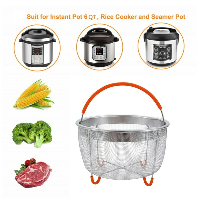 304 Stainless Steel Steamer Basket Instant Pot Accessories For 3 Qt  Pressure Cooker With Silicone