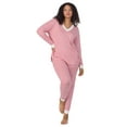 thumbnail image 3 of Aria Women’s Brushed Jersey V-Neck Long Sleeve and Jogger 2pc Sleepwear Set, Sizes XS-4X, 3 of 8
