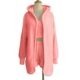 thumbnail image 6 of Miluxas Womens Fuzzy Warm Sherpa Fleece 3 Piece Outfit Fleece Coat Jacket Outwear and Spaghetti Strap Crop Top Shorts Set Watermelon Red XL(XL), 6 of 7